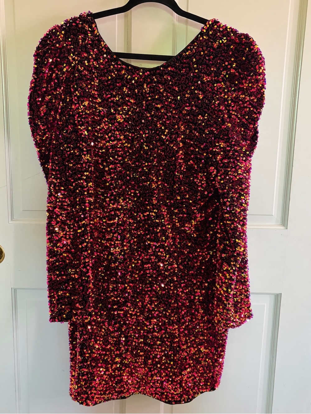 Adelyn Rae - Gale Velvet Sequins Puff Sleeve Mini Dress